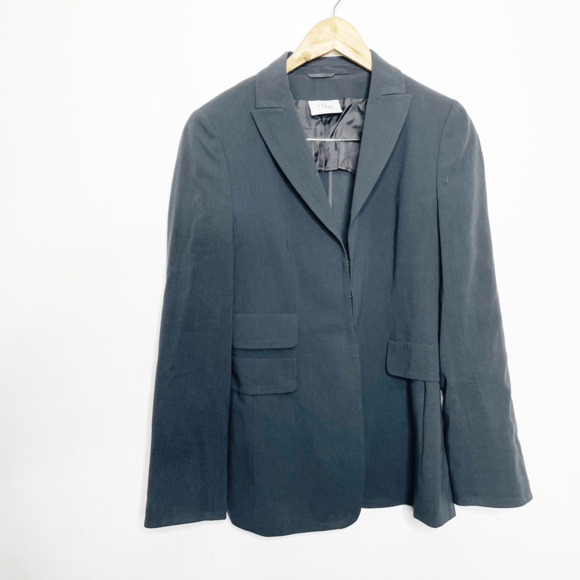 AKRIS PUNTO Wool hook and eye blazer dark gray light weight designer WOMENS 8 - Picture 2 of 8